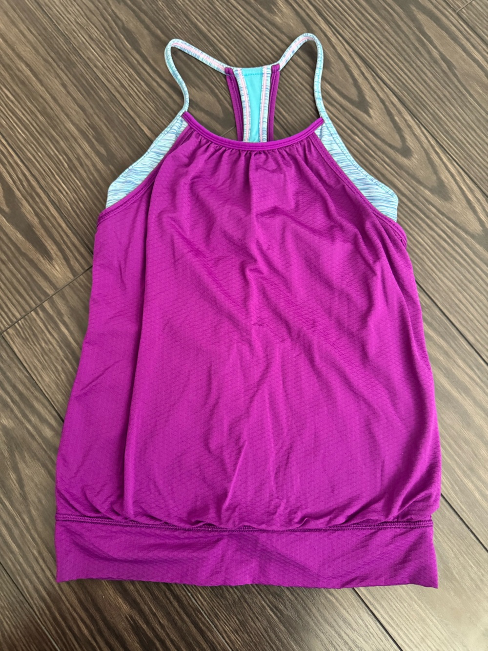 Ivivva by Lululemon Purple Blue Tank Top Built-In Sports Bra Girls 12